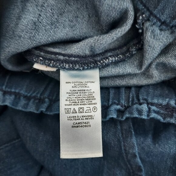 Loft Wide Leg Pull On Drawstring Denim Pants Size Large - Picture 11 of 13